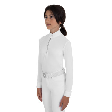 Wedstrijdpoloshirt voor meisjes met lange mouwen met strass Equestro kinderen