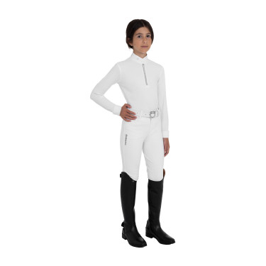 Wedstrijdpoloshirt voor meisjes met lange mouwen met strass Equestro kinderen