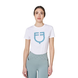 Dames T-shirt met fluwelen monogramlogo Equestro