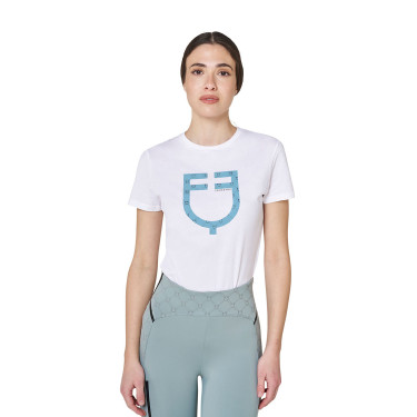 Dames T-shirt met fluwelen monogramlogo Equestro