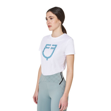 Dames T-shirt met fluwelen monogramlogo Equestro