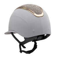 Cap Apocalypse dames met beklede schaal en strass Astm F1163-23 goedkeuring Equestro IJsgrijs / gmt