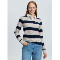 Sloane Stripe Rugbyshirt Stone LeMieux dames Sloane Stripe Rugbyshirt Stone LeMieux dames