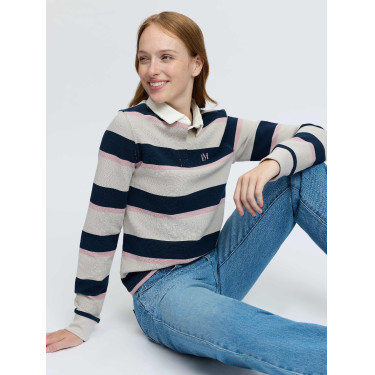 Sloane Stripe Rugbyshirt Stone LeMieux dames