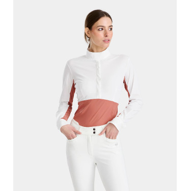 Wedstrijdshirt Monica Horse Pilot lange mouwen dames Baksteenstof Roze