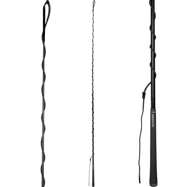 Waldhausen telescopische longeerzweep met golfhandvat Zwart