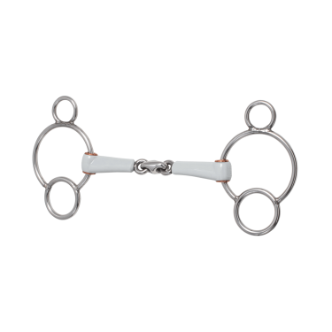 Bit met 3 ringen Beris dubbel gebroken Medium Wit