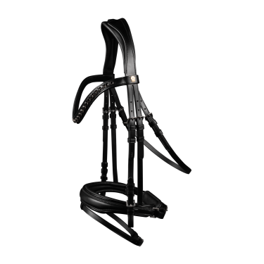 Waldhausen S-Line Blackshine gelakte hoofdstel met gecombineerde pull back neusriem Zwart