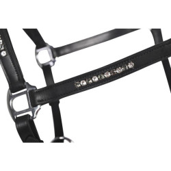 Lederen halster HKM Sparkle Zwart