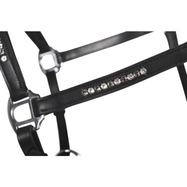 Lederen halster HKM Sparkle Zwart