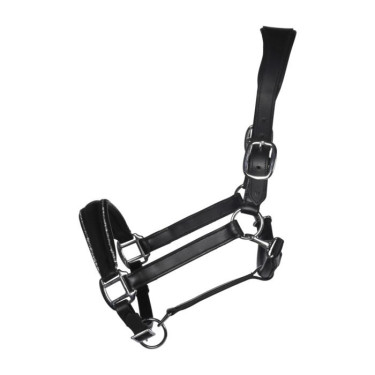 HKM Glamour leren halster Zwart / zilverkleurig