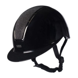 HKM Lady Shield glanzende cap Zwart / zilverkleurig