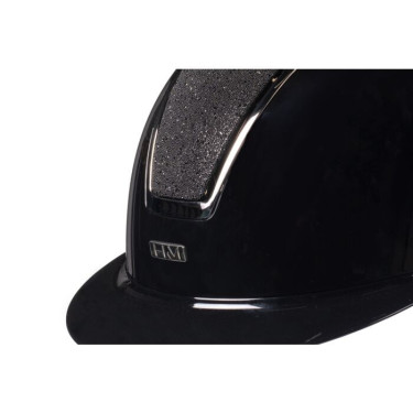 HKM Lady Shield glanzende cap Zwart / zilverkleurig