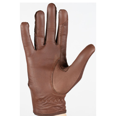 Leren en mesh handschoenen dames Horze Bruin