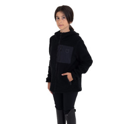 Unisex kinderfleece van teddy-fleece met ritssluiting en capuchon Equestro