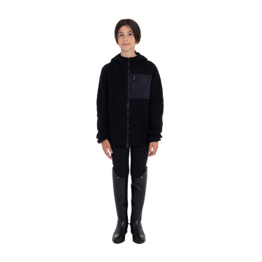 Unisex kinderfleece van teddy-fleece met ritssluiting en capuchon Equestro
