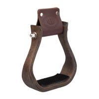 Western stijgbeugel van hout met antislip rubberen zitting Westwood Donkerbruin
