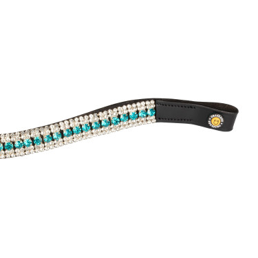 Frontalhouder Blue Crystal in leer Equestro Geweldig blauw