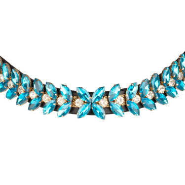 Frondel Blue Jets Crystal in leer Equestro Blauwe jets