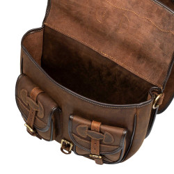 Leren zadeltassen voor westernzadel met decoratie Pool’s Donkerbruin