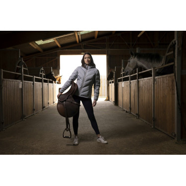 Gewatteerde jas Equithème Lara Gemêleerd grijs