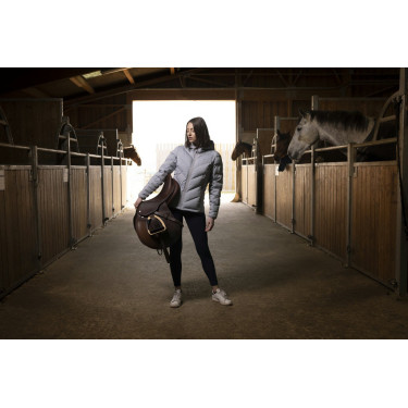 Gewatteerde jas Equithème Lara Gemêleerd grijs