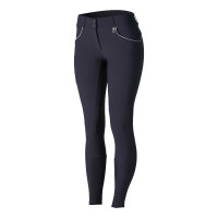 Hoge taille broek met siliconen kniestukken Aubrey Horze dames Donker marineblauw