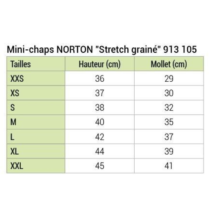 Mini-chaps Norton Stretch gegranuleerd Mini-chaps Norton Stretch gegranuleerd
