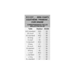 Mini-chaps Equithème Primera gegranuleerd leer Mini-chaps Equithème Primera gegranuleerd leer