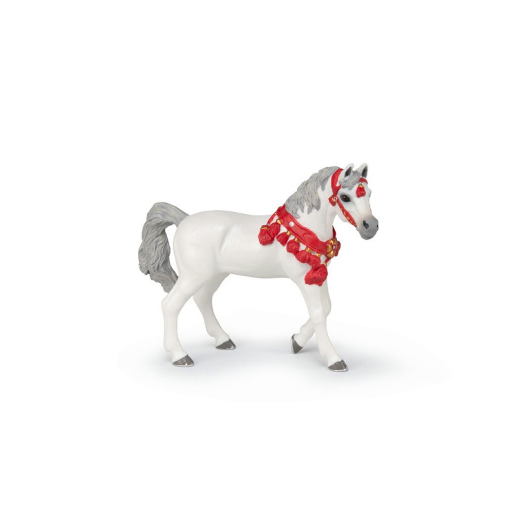 Witte Arabische paard in paradekleding Papo