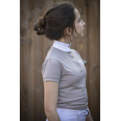 Wedstrijdpolo Pénélope Madrid met korte mouwen Taupe Bruin