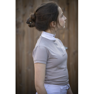 Wedstrijdpolo Pénélope Madrid met korte mouwen Taupe Bruin