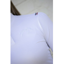 Wedstrijdpolo Pénélope Bruges met lange mouwen Wit / blauw wit rood lint