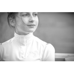 Wedstrijdpolo Pénélope Bruges met lange mouwen Wit / blauw wit rood lint