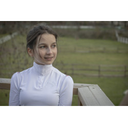 Wedstrijdpolo Pénélope Bruges met lange mouwen Wit / blauw wit rood lint