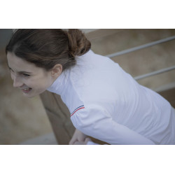 Wedstrijdpolo Pénélope Bruges met lange mouwen Wit / blauw wit rood lint