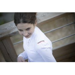 Wedstrijdpolo Pénélope Bruges met lange mouwen Wit / blauw wit rood lint