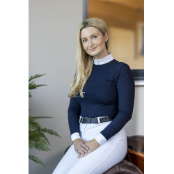 Wedstrijdpolo LeMieux Olivia lange mouwen Marineblauw