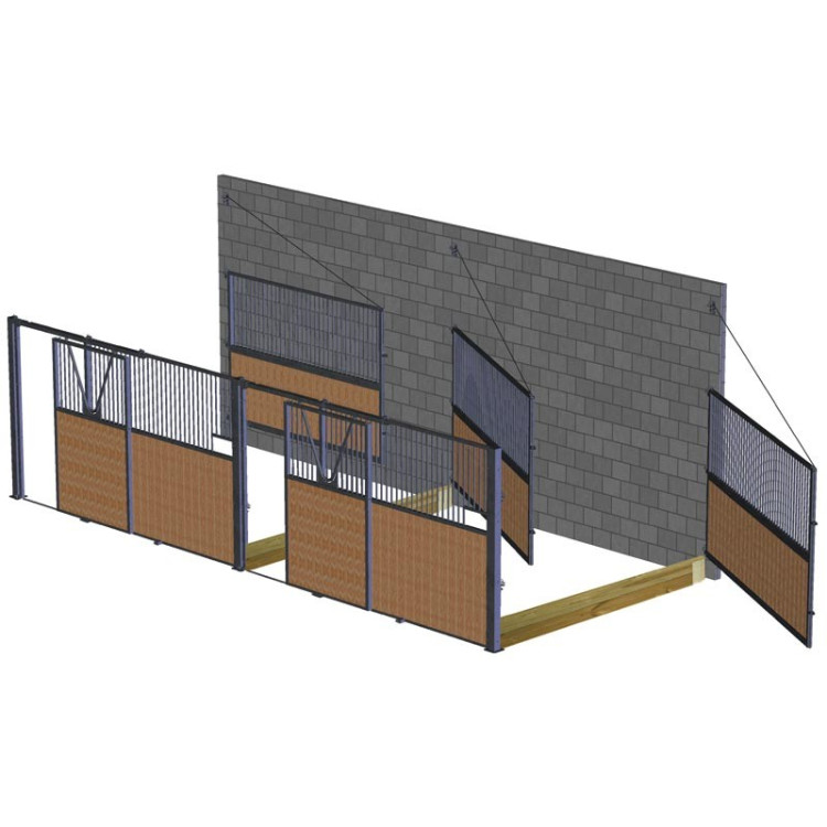 Draaiende boxscheiding met traliewerk / hout 3 m La Gée Draaiende boxscheiding met traliewerk / hout 3 m La Gée