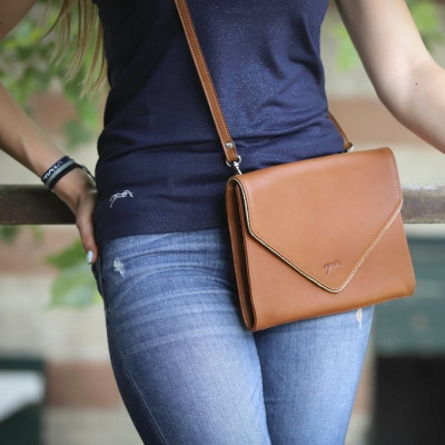 Sac à main enveloppe Pénélope Laure Cognac