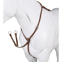 Collier de chasse martingale Acavallo en cuir 3 points Cognac