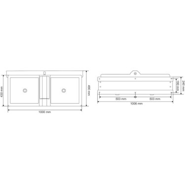 Polybac 72M dubbele drinkbak met binnenrand en bevestigingssteun La Gée