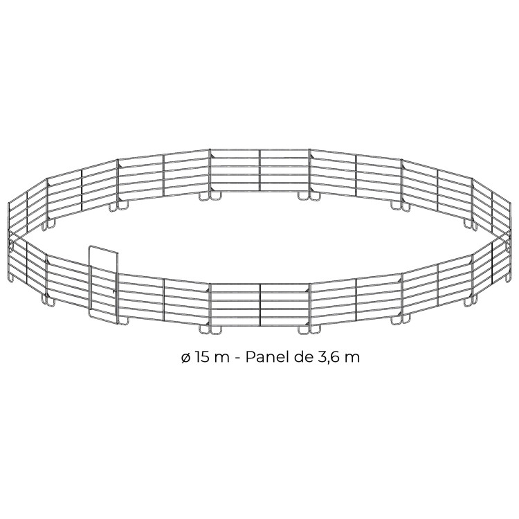 Galvaniseerde longeercirkel Ø 15 m paneel 3,60 m La Gée