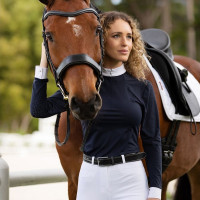 Wedstrijdpolo LeMieux Olivia lange mouwen Marineblauw