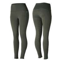 Hoogwaardige legging met volledige siliconen zitvlak Gillian Horze dames Kaki groene kever