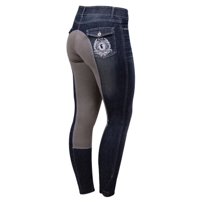 Pantalon d'equitation HV Polo Lubaro Full Bleu jean
