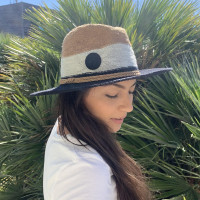 Hoed Pénélope Raffia Karamel / wit / zwart Bruin