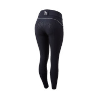Paardrijbroek met hoge taille en volledig siliconen zitvlak Aubrey dames Horze Donker marineblauw