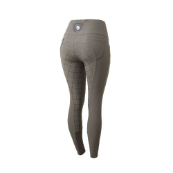 Broek met siliconen lederen zitvlak Désirée en hoge taille dames Horze Donkergrijs Castle Rock