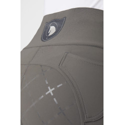 Broek met siliconen lederen zitvlak Désirée en hoge taille dames Horze Donkergrijs Castle Rock